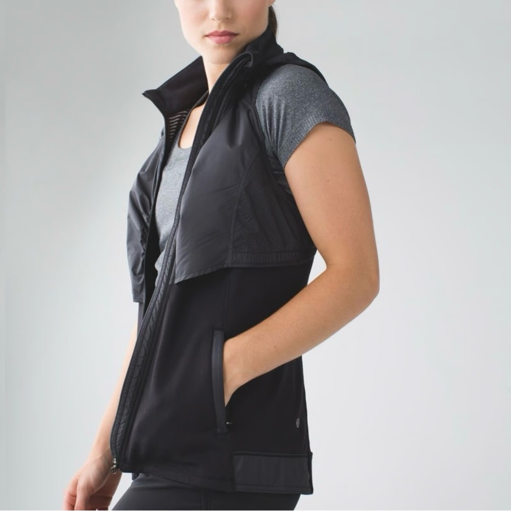 Lululemon Kanto Catch Me Vest Black Performance Athletic High Collar Gym Workout